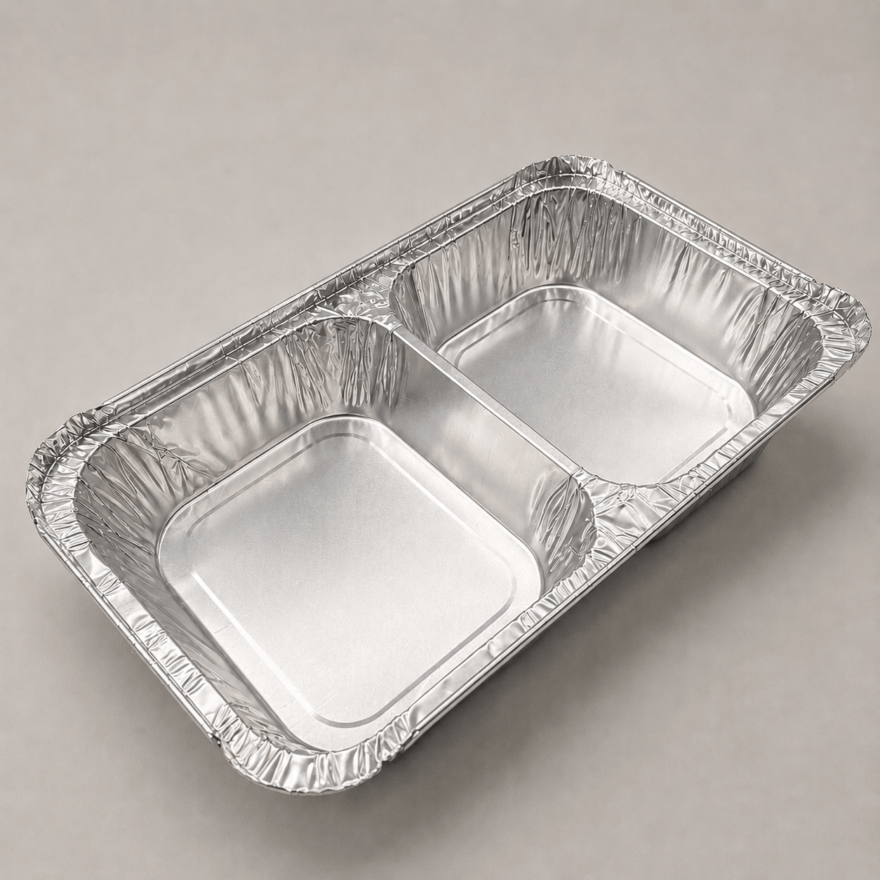 2 Compartment Aluminum Foil Containers + Lids (Pack of 200)